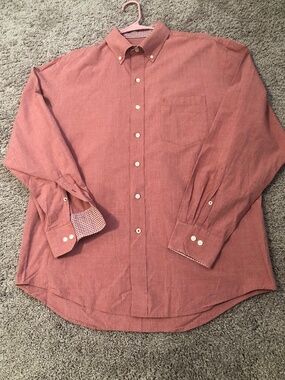 IZOD Mens Coral Button Down Long Sleeve Shirt size L
